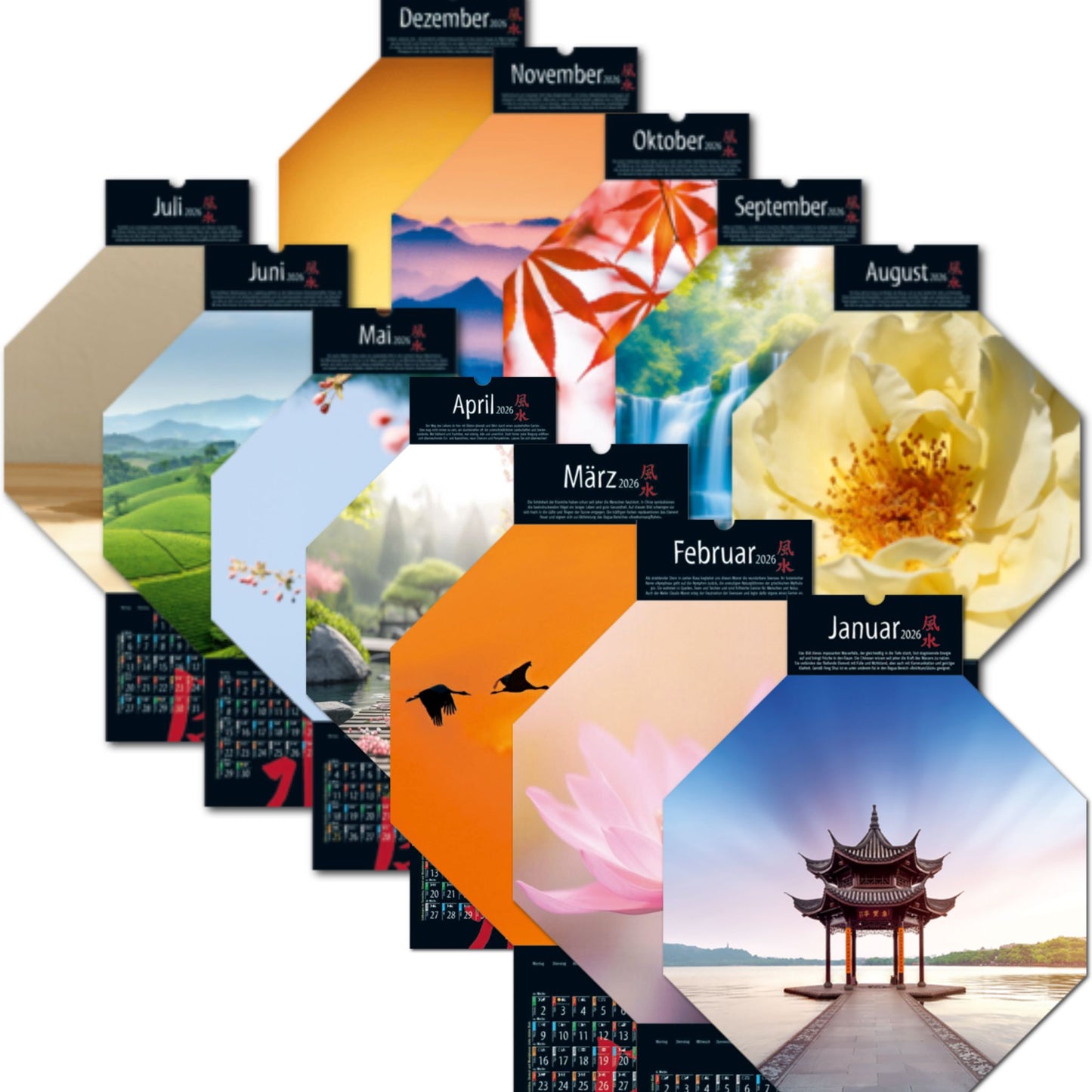 Wand-Kalender Feng Shui 2026